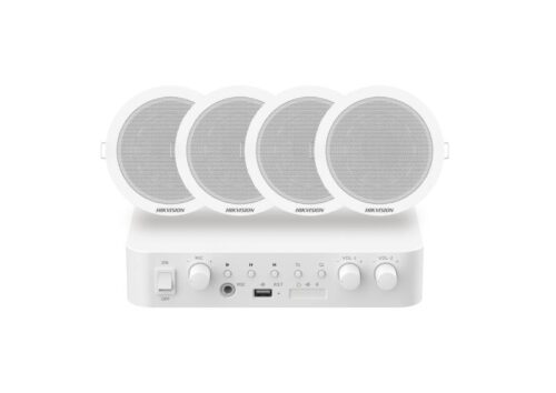 Hikvision Analog Audio Kit with 60W Analog Amplifier and 4* 6W Ceiling Speakers DS-QAE0KA60206-4